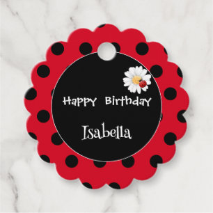 Cute Polka dot Ladybug Daisy Flower Födelsedagsfes Gåvor Etiketter