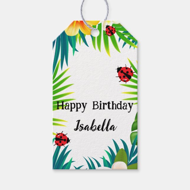 Cute Polka dot Ladybug Summer Flower handflatan Bi Presentetikett (Framsidan)