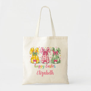 Cute Polka Dot Rabbits First Påsk Personlig Tygkasse