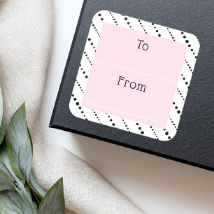 Cute Polka dot rand svartvit rosa till från Fyrkantigt Klistermärke