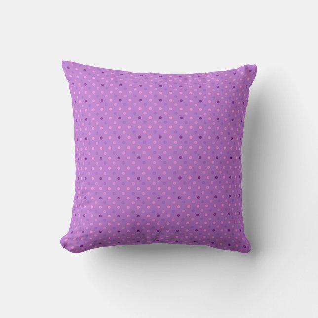 Cute Polka Dot Retro Stil Lila och Lavender Kudde (Framsida)