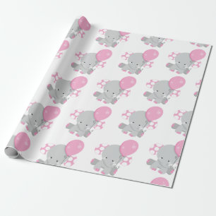 Cute Polka Dot Rosa Elephant Girl baby Presentpapper