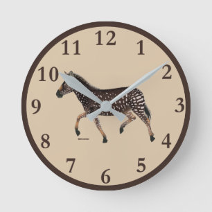Cute Polka Dot Zebra Round Clock Rund Klocka