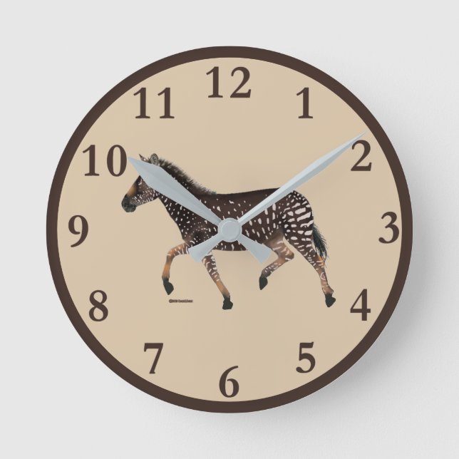 Cute Polka Dot Zebra Round Clock Rund Klocka (Framsida)