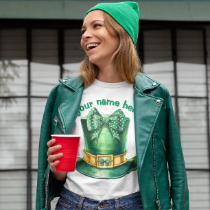 Cute Polka Doted Bow på Leprechaun Top hat T Shirt