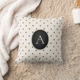 Cute Polka dots Monogrammed Ivory Kudde
