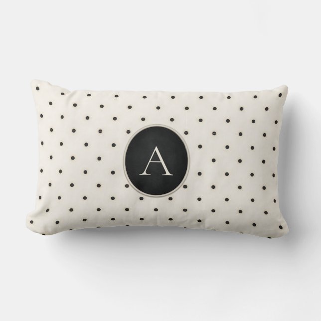 Cute Polka dots Monogrammed Ivory Lumbarkudde (Framsida)