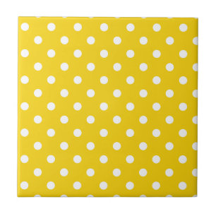 Cute polka dots mönster i Bright-gult och vitt Kakelplatta