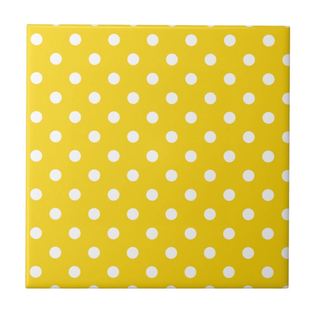 Cute polka dots mönster i Bright-gult och vitt Kakelplatta (Framsidan)