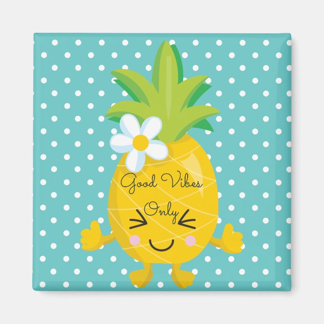 Cute Polka dots och ananas Magnet (Framsidan)