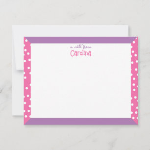 Cute Polka dots Rosa Lila Ram Girly Stationery Anteckningskort
