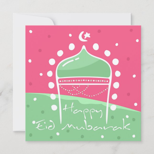 Cute Polka Greeting Cards Ied Mubarak Adha Fitr Tack Kort (Framsida)