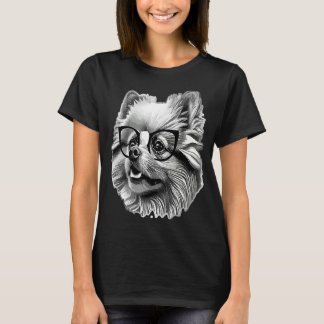 Cute Pomeranian Dog Wearing Nerd Glasses Funny Gra T Shirt