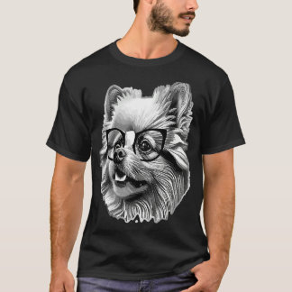 Cute Pomeranian Dog Wearing Nerd Glasses Funny Gra T Shirt