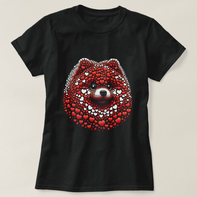 Cute Pomeranian Heart Manar Vomens Hund Valentine  T Shirt (Design framsida)