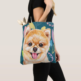 Cute Pommern Colorful Flowers Tygkasse
