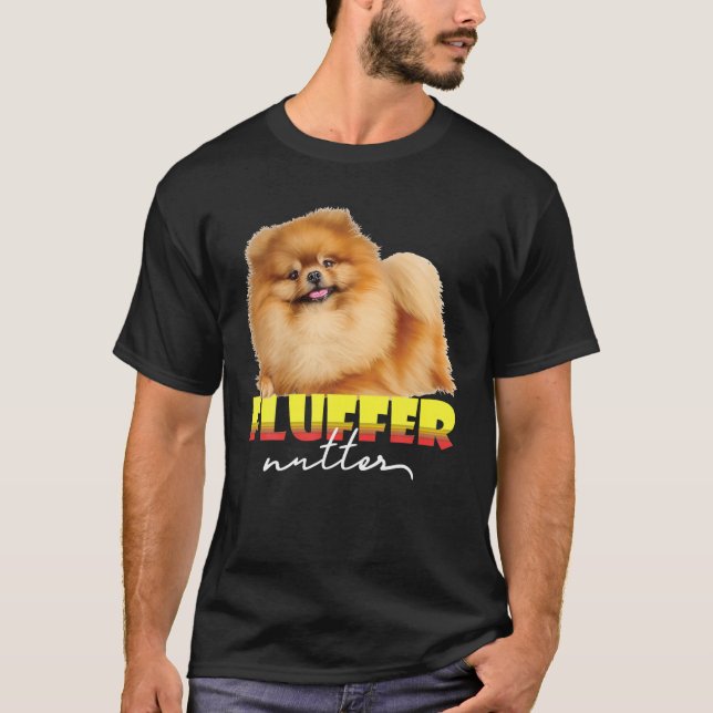 Cute Pommern Fluffernutter Fluffy Hund älskare Gra T Shirt (Framsida)
