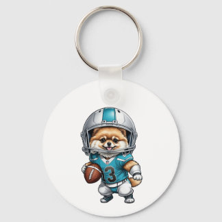 Cute Pommern Football Uniform Metall Keychain 2" Nyckelring