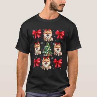 Cute Pommern Hund älskare Coquette Red Bow Christm T Shirt