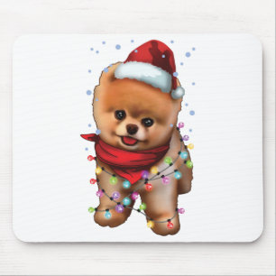 Cute Pommern Hund älskare Funny Julafton Helgdag Musmatta