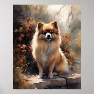 Cute Pommern Hund Art Print Poster