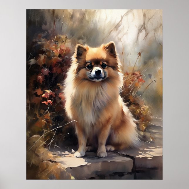 Cute Pommern Hund Art Print Poster (Framsidan)