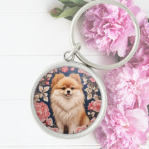 Cute Pommern Hund Rosa Blommigt