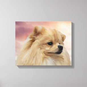 Cute Pommern Hund Watercolor Oljemålning Canvastryck