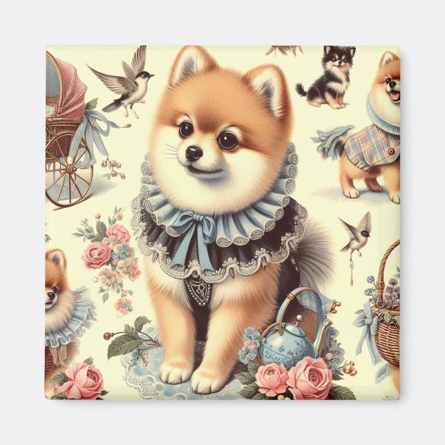 Cute Pommern-målning Magnet (Framsidan)