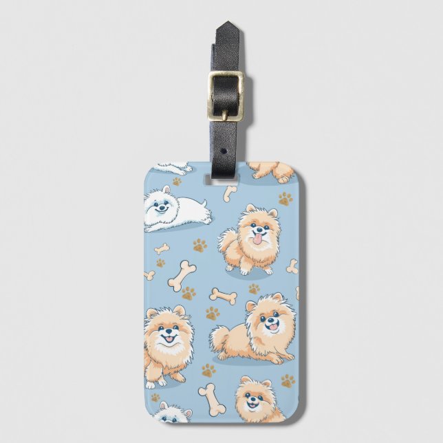 Cute Pommern Mönster Luggage Tag Bagagebricka (Framsida vertikal)