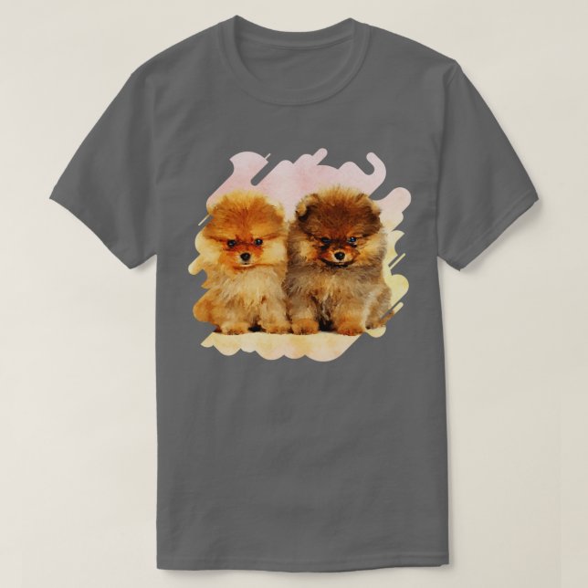 Cute Pommern Puppies T Shirt (Design framsida)