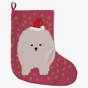 Cute Pommern Puppy Teckning Stor Julstrumpa