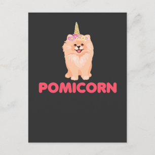 Cute Pommern Unicorn Hund with Flowers Vykort