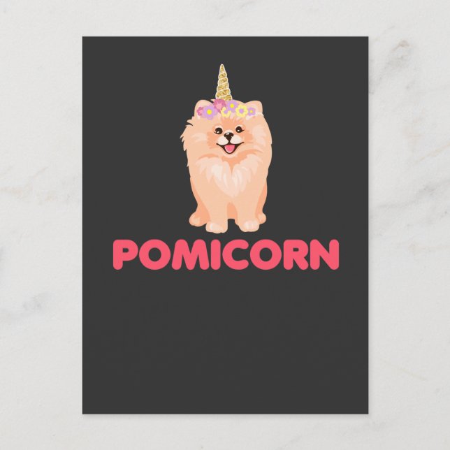 Cute Pommern Unicorn Hund with Flowers Vykort (Framsida)