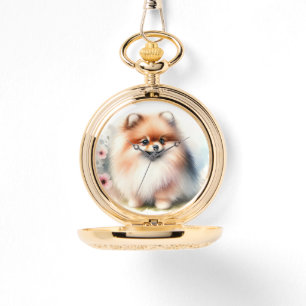 Cute Pommernas vattenfärgillustration Armbandsur