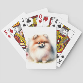 Cute Pommernas vattenfärgillustration Casinokort