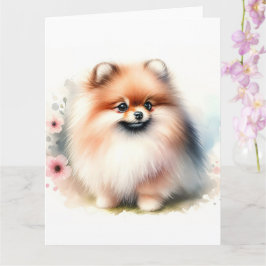 Cute Pommernas vattenfärgillustration Kort