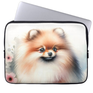 Cute Pommernas vattenfärgillustration Laptop Fodral