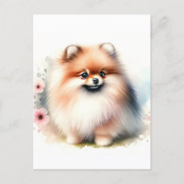 Cute Pommernas vattenfärgillustration Vykort