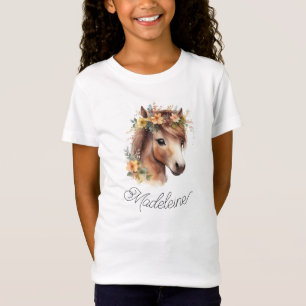 Cute Pony Anpassningsbar Script Namn Horse Equestr T Shirt