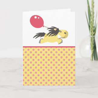 Cute Pony & Balloon Hälsning Card Kort