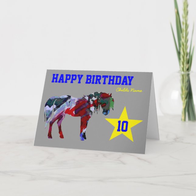 Cute Pony Birthday Card - 10:e födelsedagskortet Kort (Framsida)