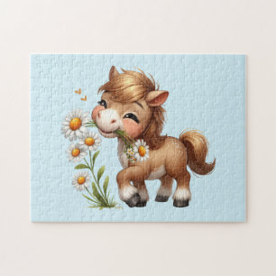 Cute Pony Eating Daisys Pussel