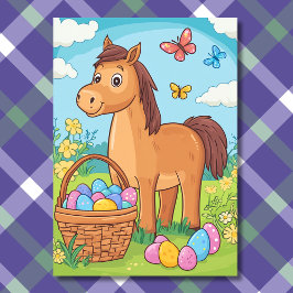 Cute Pony Egg Hunt - Horse Påsk Helgkort