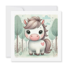 Cute Pony i Whimsical Forest Greeting Card