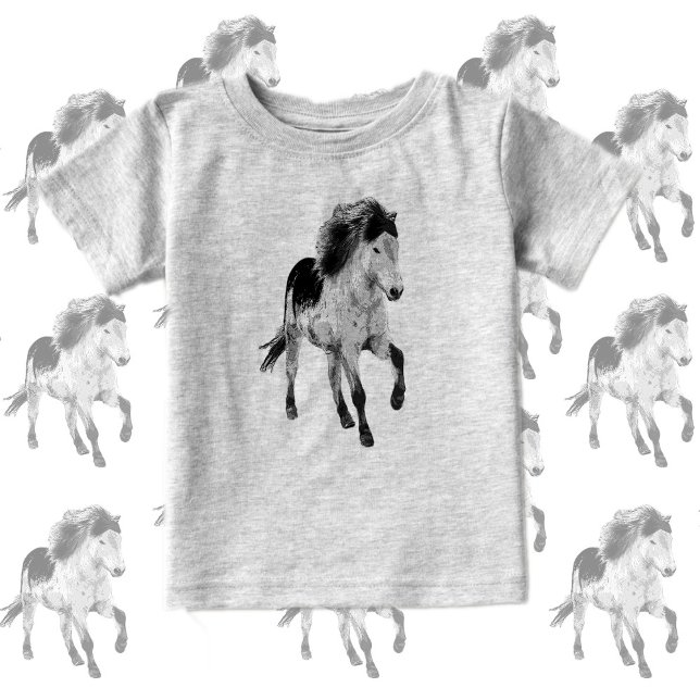 Cute Pony in motion, black and white  T Shirt (Skapare uppladdad)