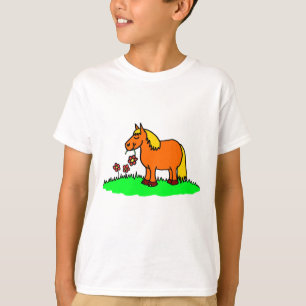 Cute Pony och Flower Tecknad T-Shirt