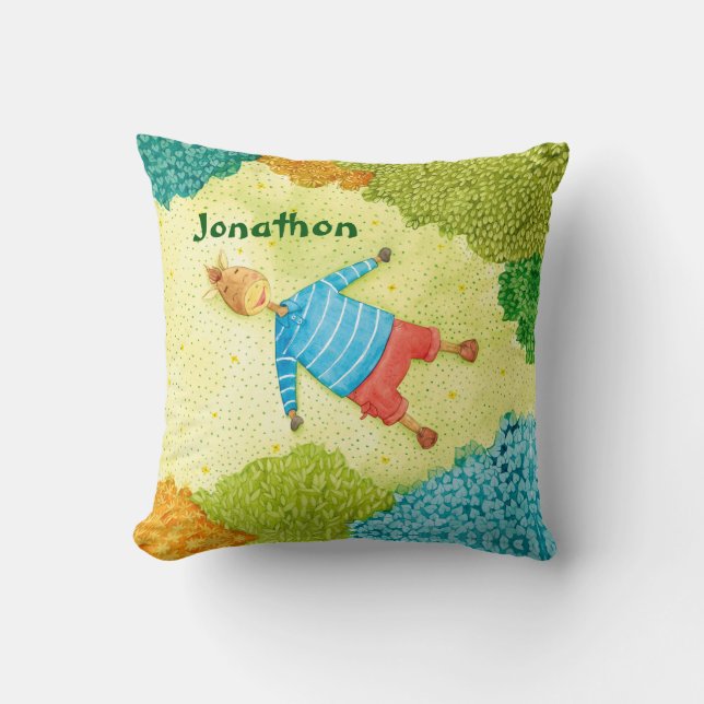 Cute Pony Tecknad Boys Personlig Kudde (Framsida)