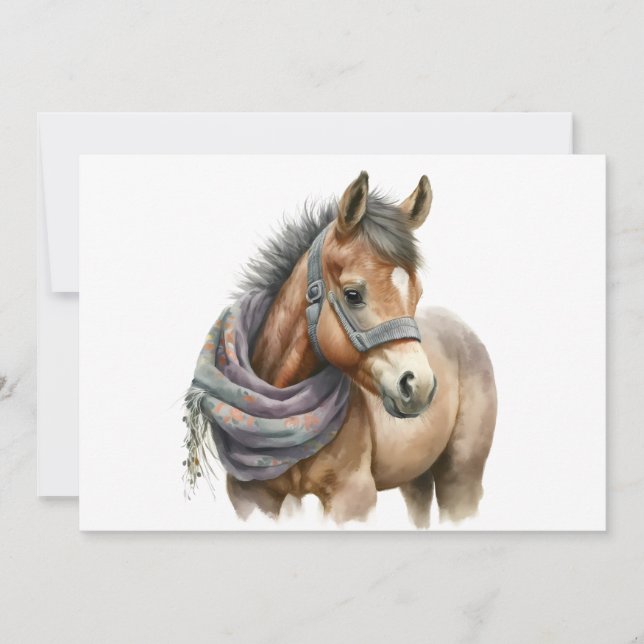 Cute Pony WEG Scarf Blank Greeting Card Inbjudningar (Framsida)