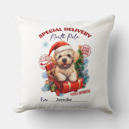 Cute Poodle Christmas Throw Pillow Kudde